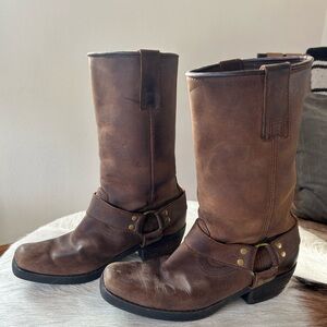 Vintage Retro BKE Buckle Leather Square-Toe Harness Motorcycle Boot women’s 6.5